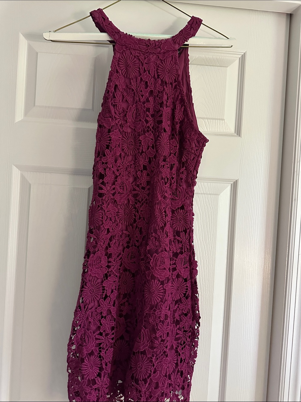 Lulu's Magenta Floral Lace Mini Dress